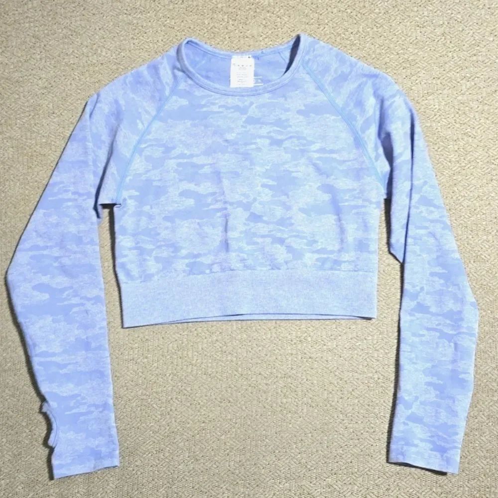 AYBL Empower Blue Camo Seamless Long Sleeve Crop Top - Size Large - Picture 3 of 13